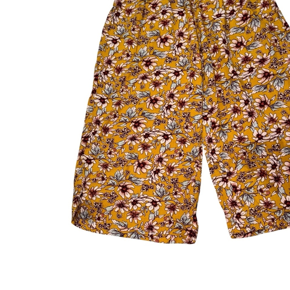 American Eagle Women's M Medium Wide Leg Capri Pants Gaucho Pants Floral Elastic - Picture 3 of 6